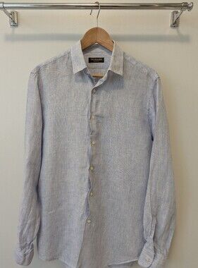 Trussardi Pale Blue Linen Button-Down Shirt